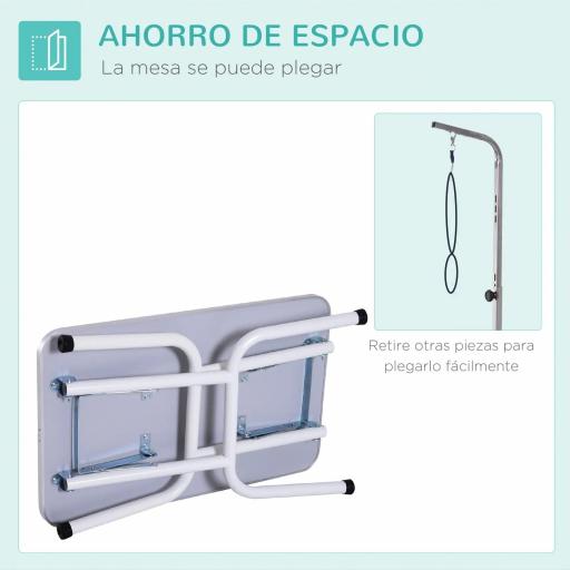 Mesa de Peluquería Canina Plegable con Encimera Antideslizante Brazo Ajustable 81x48,5x80 cm, Azul [3]