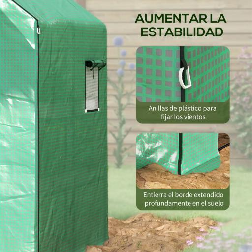 Cubierta de Repuesto de Invernadero 140x143x190 cm con Ventana Puerta con Cremallera Anti-UV Protección de Plantas Verde [4]