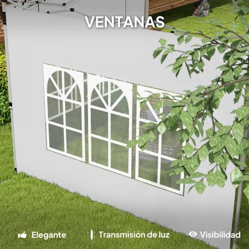 Paredes Laterales para Carpa de 3 x 3 / 3 x 4 m 2 Paneles de Tela Oxford de 295x195 cm con Ventana para Fiestas Blanco [8]