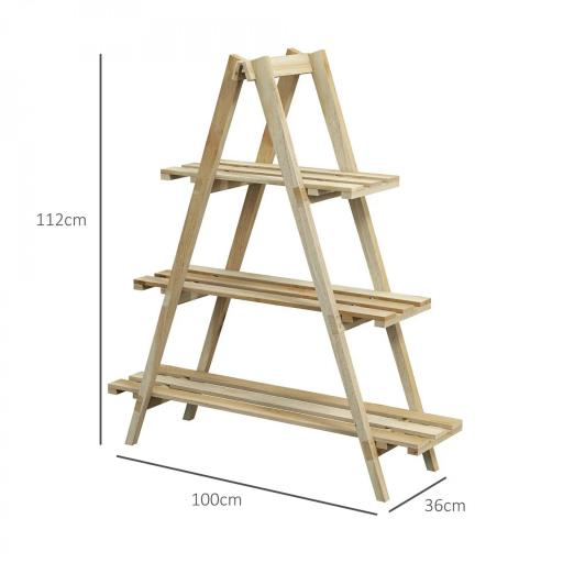 Soporte para Plantas Plegable de Madera Estantería para Macetas de 3 Niveles con Marco en A 100x36x112 cm Natural [1]