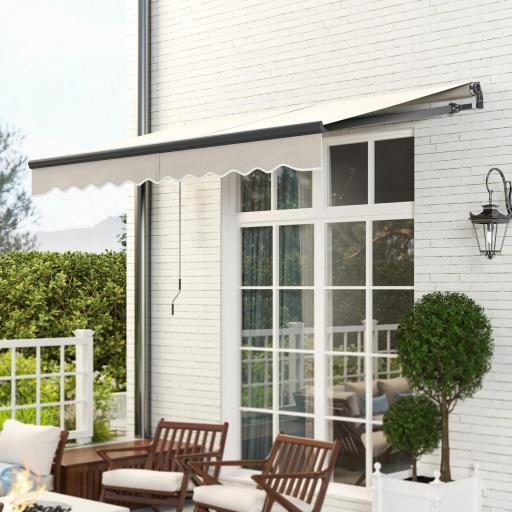 Toldo Eléctrico Retráctil con Manivela Inclinación Ajustable y Protección UV para Jardín Terraza 296x250 cm Crema [4]