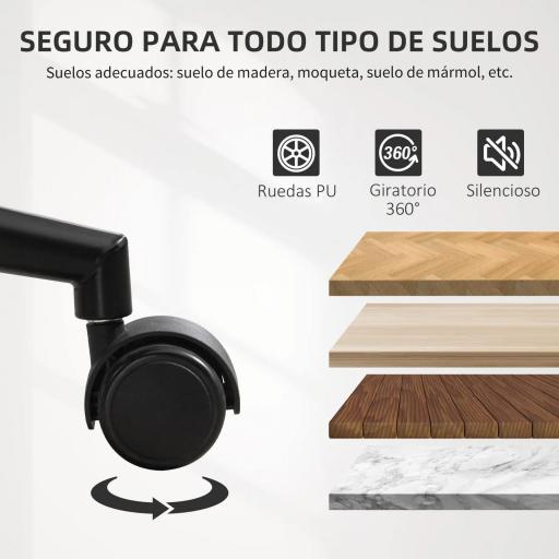 Silla de Escritorio sin Brazos Vintage Giratoria Tapizada en PU Madera Curvada Altura Ajustable Negro y Marrón [6]