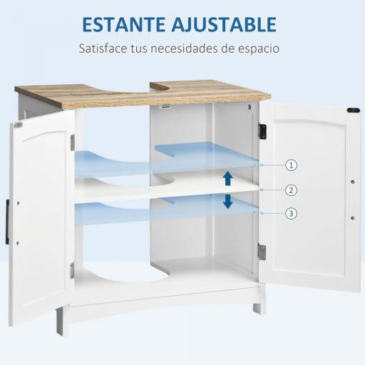 Mueble para Debajo del Lavabo Armario de Suelo para Baño de Madera Estilo Moderno 60x30x60 cm Blanco [6]