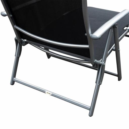 Tumbona de Jardín Plegable con Respaldo Ajustable en 7 Niveles Almohada y Reposabrazos 137x63,5x100,5 cm Negro [7]