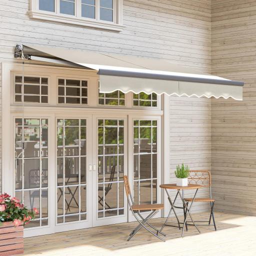 Toldo Eléctrico Retráctil con Manivela Inclinación Ajustable y Protección UV para Jardín Terraza 296x250 cm Crema [5]