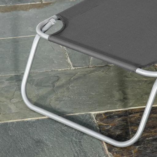 Tumbona de Jardín Plegable con Respaldo Ajustable en 5 Posiciones Carga 120 kg para Terraza Piscina 187x55x24 cm Gris [7]