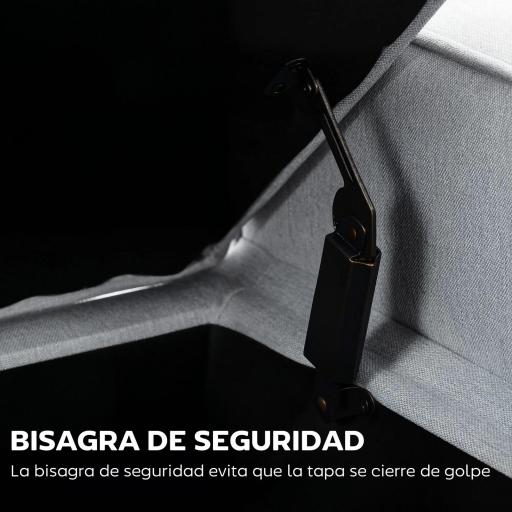 Banco de Almacenaje con Tapa Abatible y Patas de Madera para Dormitorio Salón Entrada 120x45x54 cm Gris Claro [6]