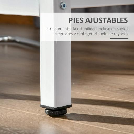 Mesa de Bar Mesa Alta con Encimera de Melamina Efecto Marmoleado y Patas de Acero Estilo Moderno para Cocina Cafetería Comedor 120x40x100 cm Blanco [6]