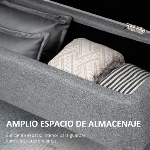 Banco de Almacenamiento con Tapa Abatible y Patas de Acero para Dormitorio Salón Entrada 101x38,5x44,5 cm Gris [6]