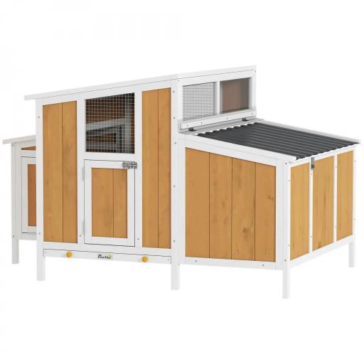 Gallinero para Exterior de Madera 145x90x92 cm para 2-4 Gallinas con Nido Casa Lateral Bandeja Extraíble Amarillo [9]