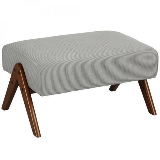 Reposapiés de Salón Taburete Bajo con Asiento Acolchado Patas de Madera para Sala de Estar Dormitorio 69x47x36 cm Gris [8]