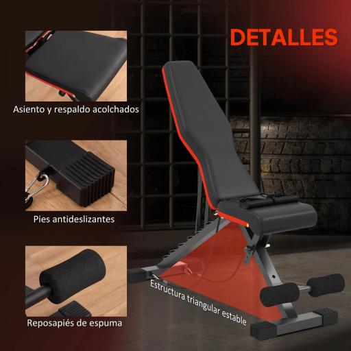 Banco de Musculación Plegable con Respaldo y Asiento Ajustables Extensión de Pierna Cojín de Predicador Banda Negro [3]
