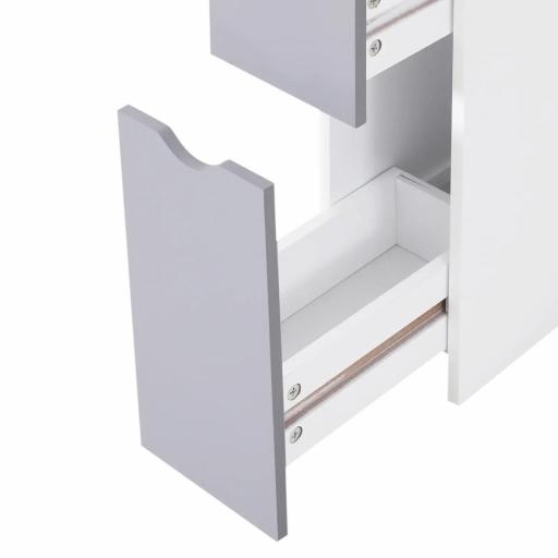 Columna de Baño Moderno Mueble Auxiliar de Baño con 2 Estantes 2 Cajones y 1 Puerta Antivuelco 15x33x136,5 cm Blanco [6]