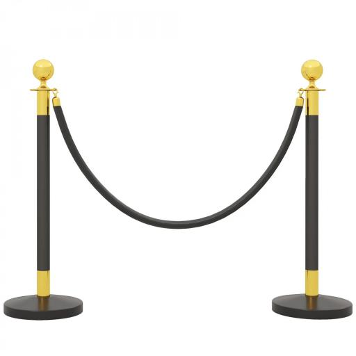 Postes Separadores de Acero Inoxidable de 2 Piezas 96 cm de Altura Base Rellenable 2 Cuerdas de Terciopelo Negro [5]