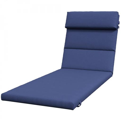 Cojín para Tumbona de Algodón 196x63x6 cm con Tela Hidrófuga Cojín de Asiento y Respaldo Azul Oscuro [8]