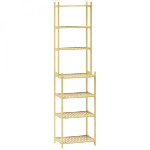 Estantería baño en bambú de 7 niveles para cocina baño sala 44x33x180 cm Madera Natural [5]