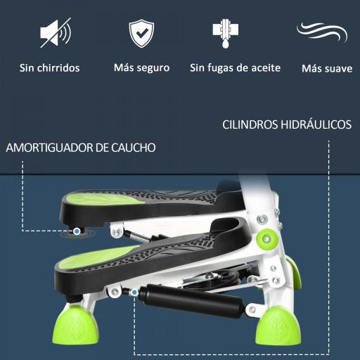 Máquina de Steps Mini Stepper para Fitness en Casa con Pantalla LCD y Pedales Antideslizantes 55x44x108cm Blanco y Verde [5]