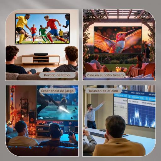 Pantalla de Proyección Manual 100 Pulgadas Formato 16:9 HD 4K/8K para Interior y Exterior Blanco [5]