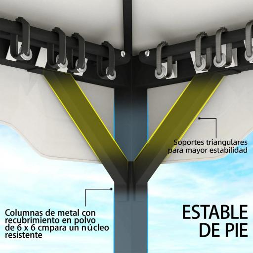 Carpa para Jardín con Techo Doble Cenador con 4 Paredes y Mosquitera para Exterior Terraza 360x300x279 cm Gris Claro [6]