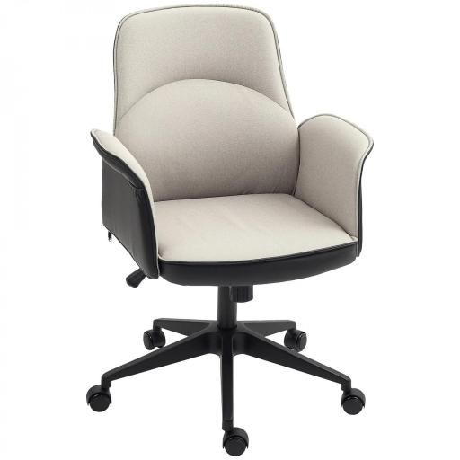 Silla de Escritorio Altura Ajustable con Función de Basculante y Reposabrazos Carga 120 kg Beige y Negro [10]