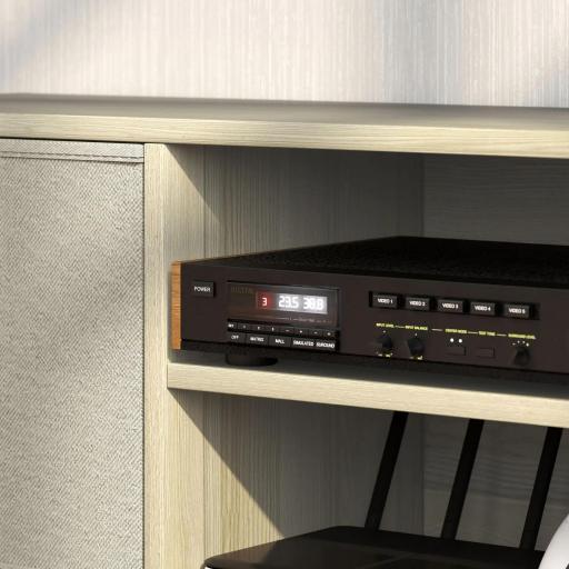 Mueble de TV para Televisores de hasta 50 Pulgadas con 2 Cajones de Tela y Estantes Abiertos Madera y Beige [6]