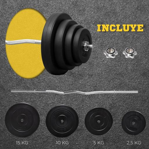 Barra de Pesas Curvada 70 kg Barra de Rizo Set de Musculación con 8 Discos de Pesos 2,5kg-15kg Intercambiables para Entrenamiento Culturismo en Gimnasio Casa 140x38,5x38,5 cm Negro [3]