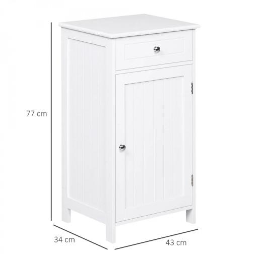 Armario de Baño con 1 Cajón 1 Puerta y Estante Ajustable Interior Mueble Auxiliar de Almacenaje 43x34x77 cm Blanco [1]