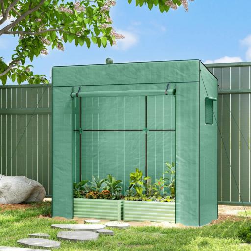 Invernadero de Exterior con Ventanas de Malla y Puerta con Cremallera para Cultivar Plantas Flores 196x77x197 cm Verde