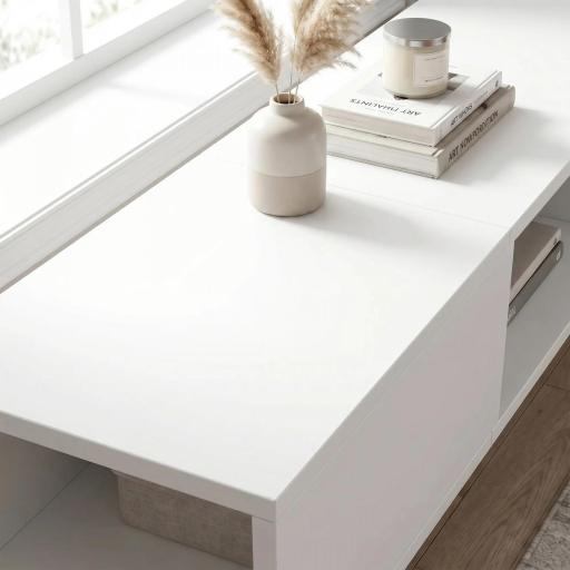 Mueble de TV Suspendido con Luces LED con Estantes Abiertos para Televisión 75 Pulgadas 177,8x30x18 cm Blanco [9]