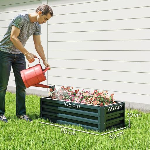 Juego de 2 Jardineras Exterior Grandes de Acero Galvanizado Huertos Urbanos para Terraza Jardín 110x50x30 cm Verde [1]