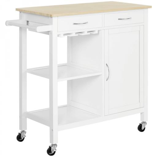 Carro de Cocina Carrito de Servir Multiusos Estantería Carrito Auxiliar con Ruedas para Baño Dormitorio con Estante Cajón Armario 89x40x84cm [4]