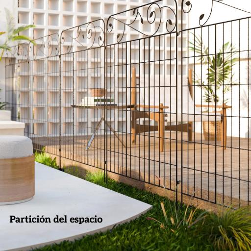 Valla de Jardín Exterior de 4 Paneles 88x110 cm Vallas Decorativas con Ángulo Ajustable Negro [7]