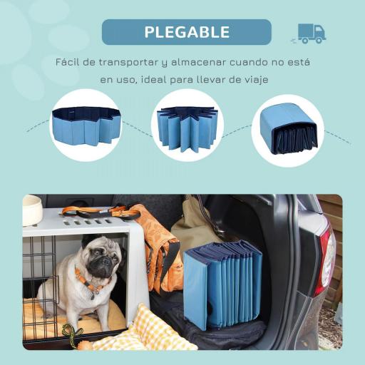 Piscina Plegable para Perros Gatos Ø120x30 cm Bañera Portátil para Mascotas PVC Antideslizante Múltiples Usos para Interiores y Exteriores Azul [6]
