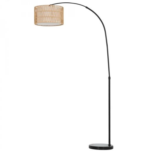 Lámpara de Pie Estilo Linterna con Pantalla de Fibra de Yute y Base de Mármol 93x34x144-175 cm Marrón y Negro [8]