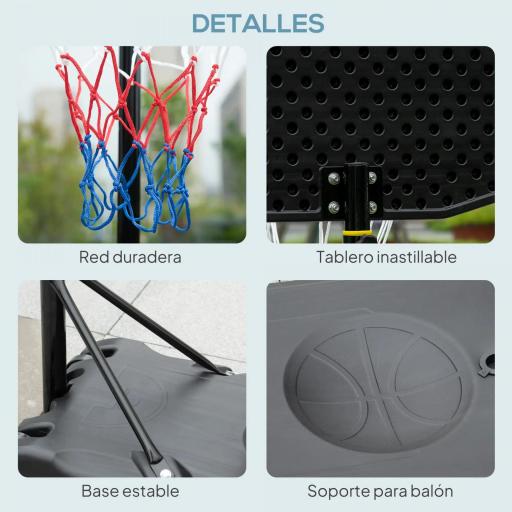 Canasta de Baloncesto para Exterior Altura Ajustable 160-210 cm con Ruedas y Base Rellenable 76x48x254 cm Negro [5]