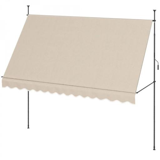 Toldo Manual Retráctil con Manivela 350x120x210-300 cm con Altura Ajustable Impermeable y Anti-UV Arena [8]