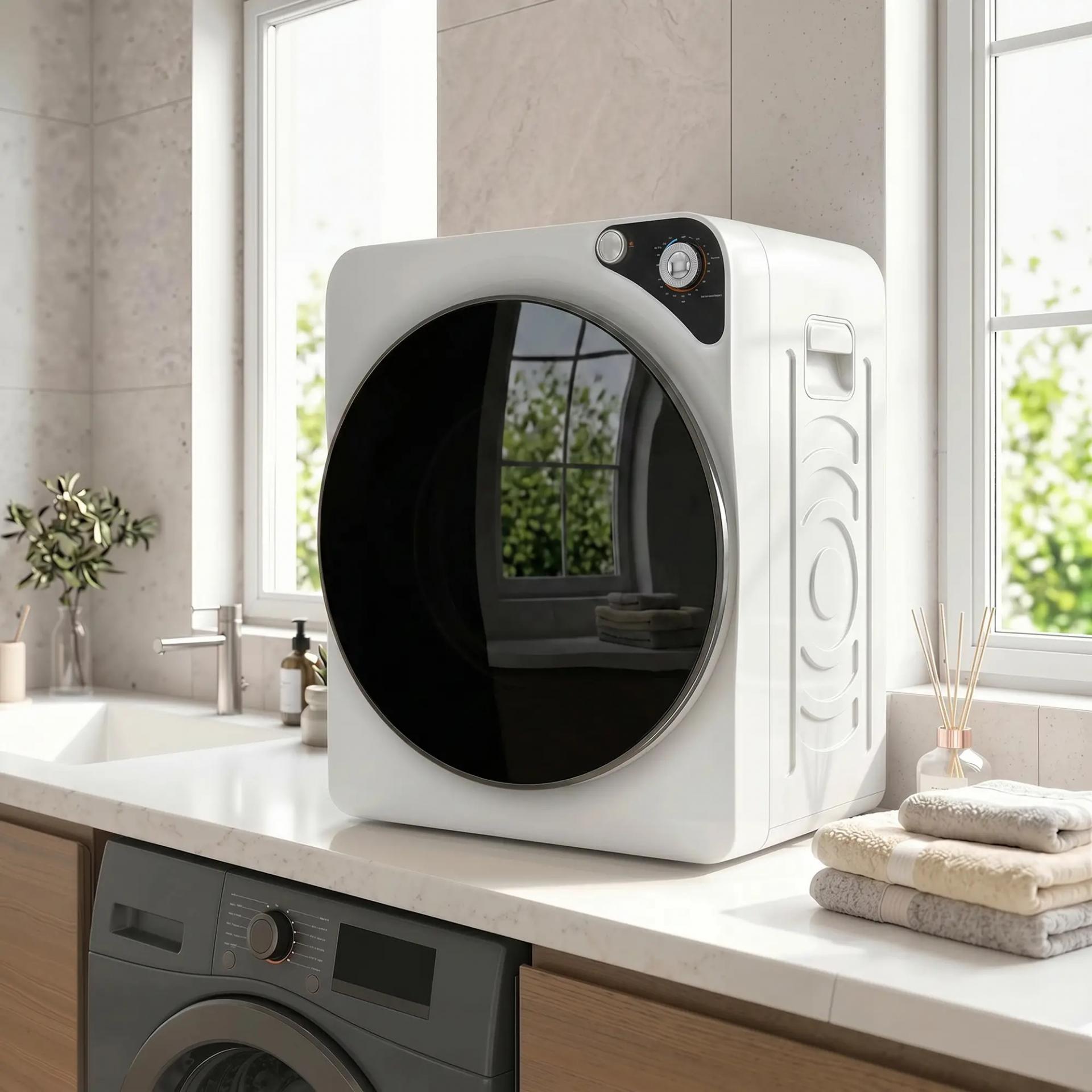 Secadora de Ropa Compacta 5 kg 1000W con 5 Modos de Secado Tambor de Acero Inoxidable Blanco