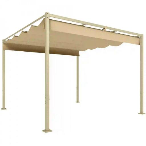 Pérgola con Techo Retráctil Pérgola de 3x3 m con Cierre Magnético Protección UV30+ Pabellón para Jardín Patio Caqui [9]