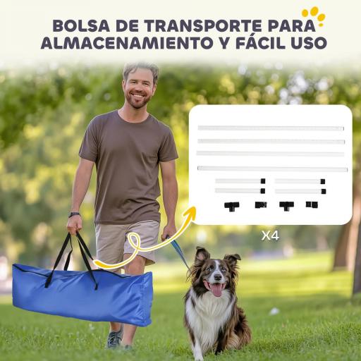 Set de Entrenamiento de Agilidad para Perros Mascotas 4 Piezas Obstáculos Vallas de Salto con Altura Ajustable y Bolsa de Transporte para Exteriores 99x65x94 cm Blanco [4]