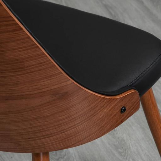 Set de 2 Sillas de Comedor Modernas con Asiento Tapizado en Cuero Sintético y Patas de Acero 50,5x59x82 cm Negro [6]