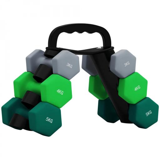 Juego de Mancuernas 2 x3kg 2 x4kg 2 x5kg con Soporte de Almacenamiento para Ejercicio Entrenamiento Multicolor [8]