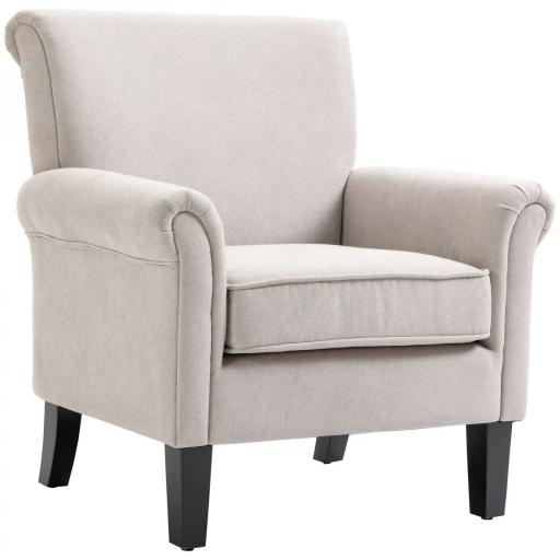 Butaca de Salón Tapizada en Tela Sillón Relax con Reposabrazos Asiento Extraíble para Dormitorio 79x78x87 cm Gris [8]