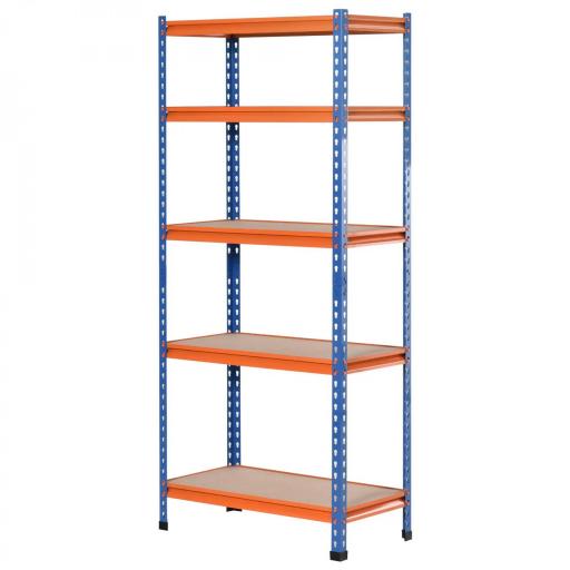 Estantería Metálica de Almacenaje 80x40x182 cm con 5 Niveles Ajustables en Altura Carga Máxima por Estante 300 kg para Almacén Garaje Taller Azul y Naranja [3]