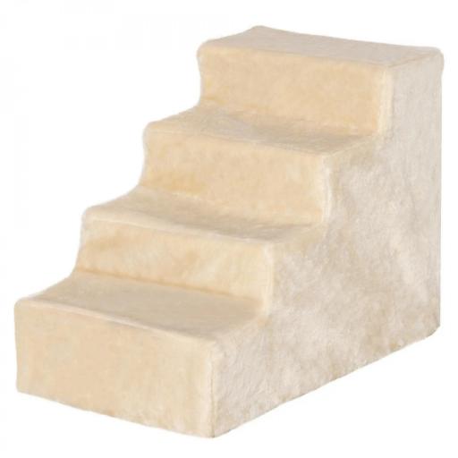 Escalera para Mascotas de 4 Peldaños 2 en 1 con Funda Extraíble y Lavable Escalera Rascadora de Perros 60x35x44 cm Beige [9]
