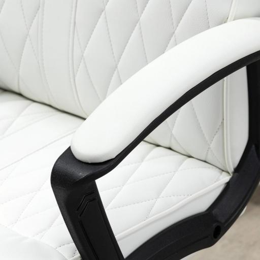 Silla de Oficina con Respaldo Alto Altura Ajustable y Función de Inclinación 65x65x102-112,5 cm Blanco Roto [7]