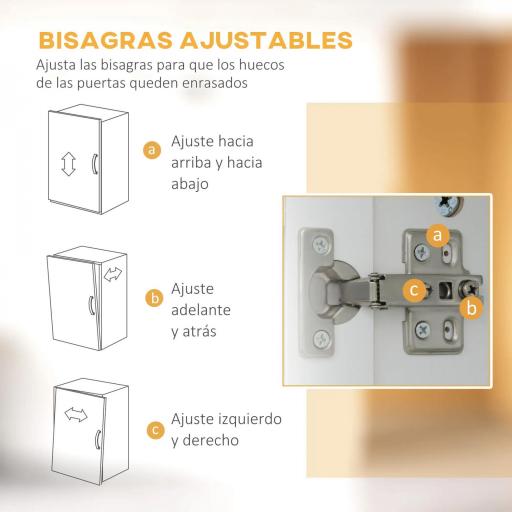 Alacena de Cocina Mueble Buffet de Cocina con 4 Puertas Cajón y Estantes Ajustables para Comedor 60x38x161 cm Blanco [3]