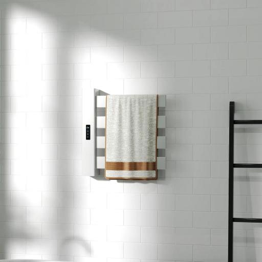 Toallero Eléctrico de Pared para Baño con 4 Barras Calentamiento Rápido Wi-Fi y Pantalla Táctil 47,5x9,5x49 cm Blanco [6]
