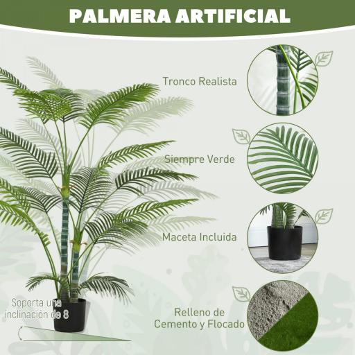 Planta Artificial Decorativa 170 cm Palmera Artificial con Maceta y Hojas para Interior Verde [5]