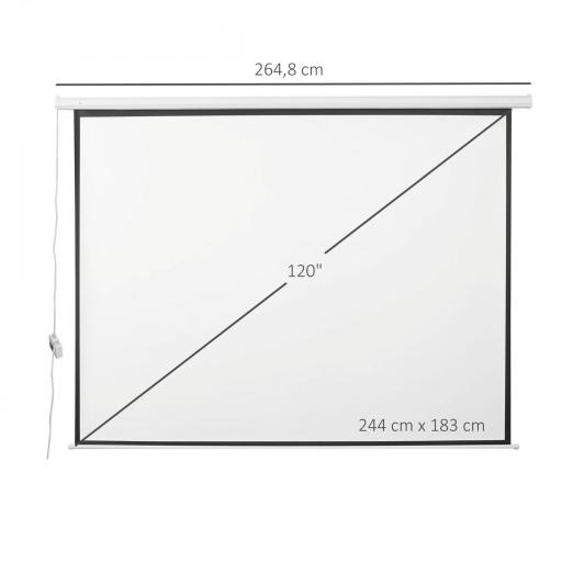 Pantalla de Proyección Eléctrica 120 Pulgadas Formato 4:3 con Mando a Distancia 244x183 cm Blanco [1]