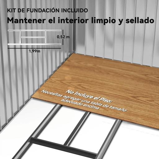 Caseta de Jardín 213x130x185 cm Cobertizo de Exterior Metálico para Almacenamiento de Herramientas Verde Claro [4]